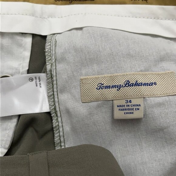Tommy Bahama Shorts Mens Size 34 Flat Front 100% Silk Olive Green NEW - Picture 5 of 5